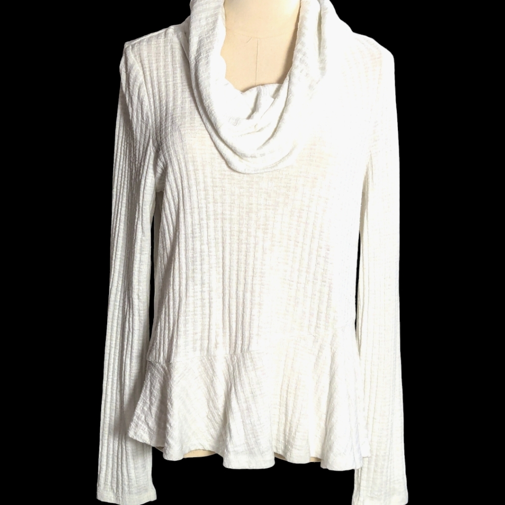 MAEVE Anthropologie Ivory Cowl Neck Top Women's size Medium.